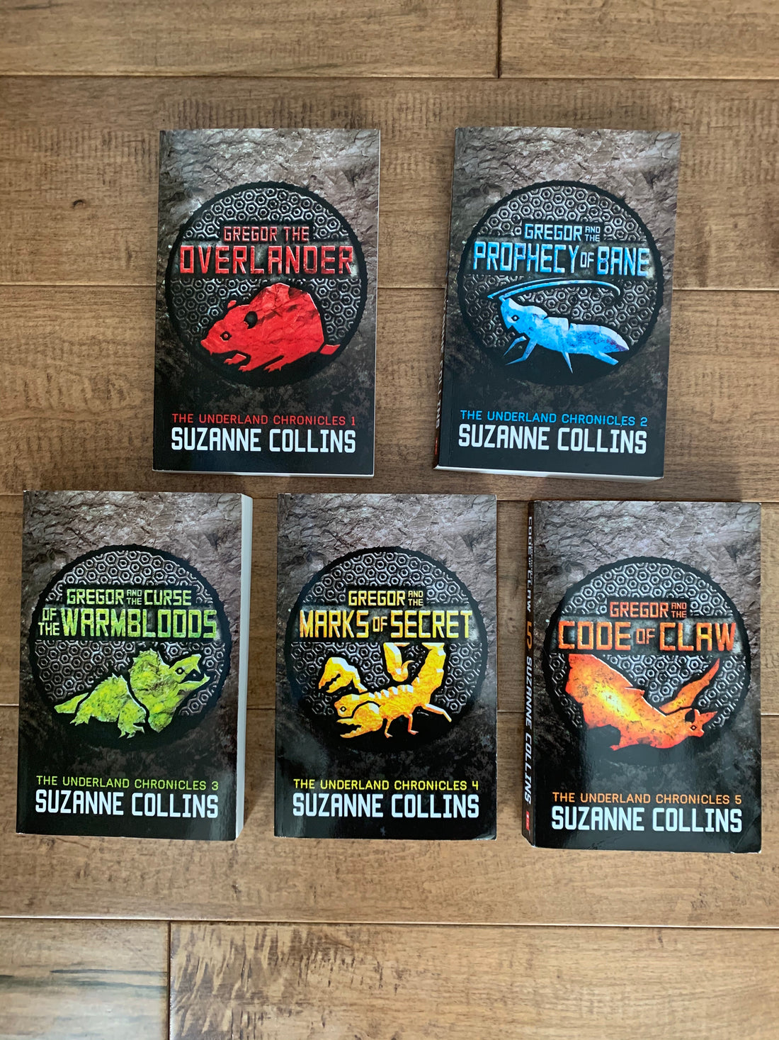 Cover picture of all five books in the Underland Chronicles by Susanne Collins